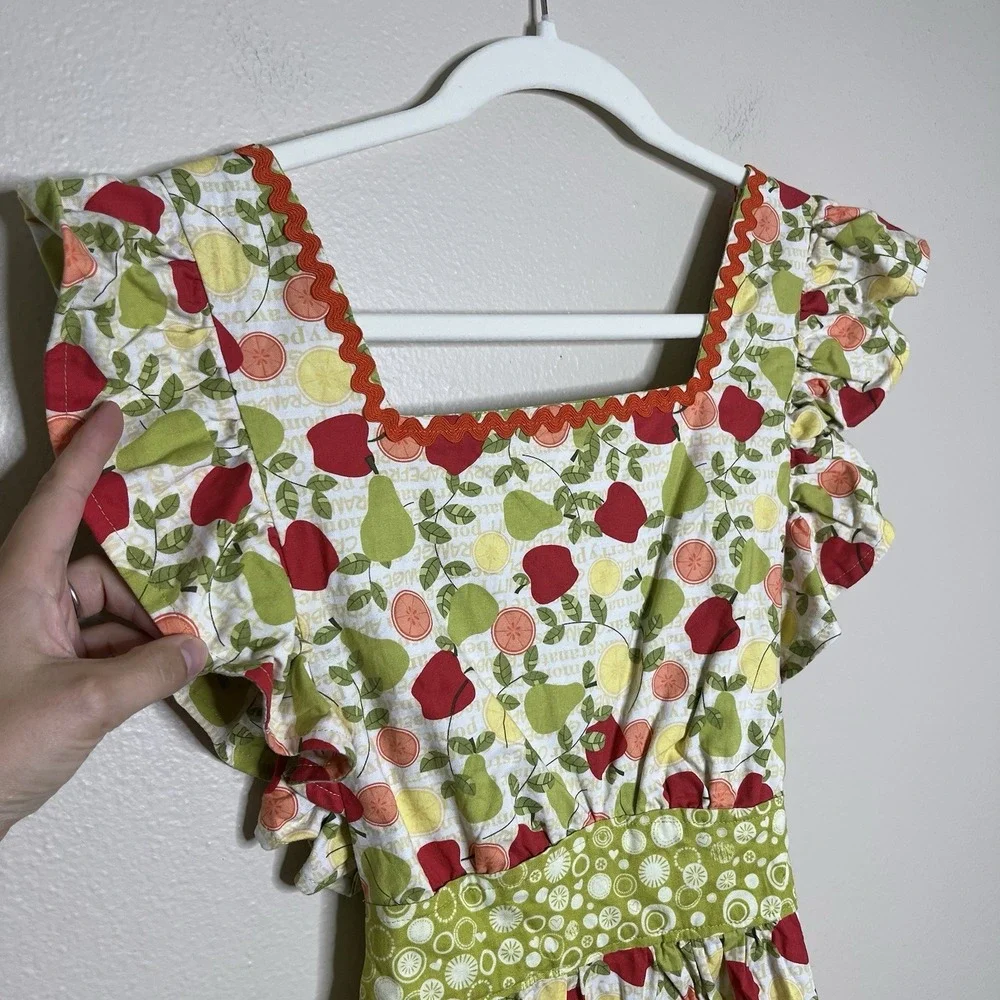 Handmade Apron Fruit Women Coquette Apple Baker Lemon Citrus Novelty Print Cook